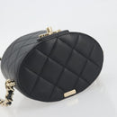 CHANEL Matelasse Chain Shoulder Vanity Bag Lamb Skin Black CC Auth 198651SAM-6