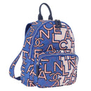 CHANEL Matelasse Backpack Nylon Blue Silver CC Auth 198652M-1