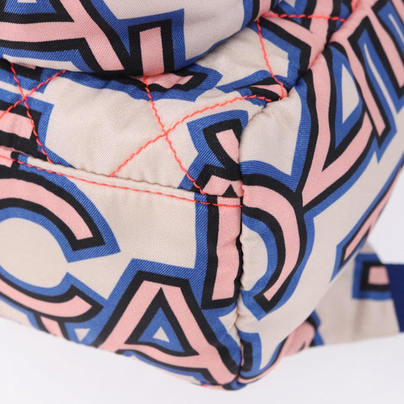 CHANEL Matelasse Backpack Nylon Blue Silver CC Auth 198652M