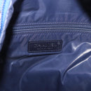 CHANEL Matelasse Backpack Nylon Blue Silver CC Auth 198652M-20