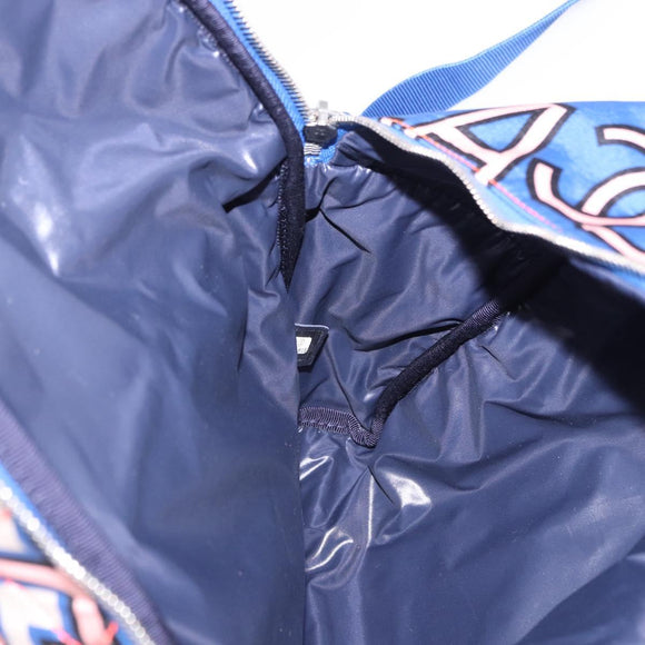CHANEL Matelasse Backpack Nylon Blue Silver CC Auth 198652M