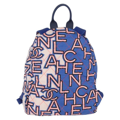 CHANEL Matelasse Backpack Nylon Blue Silver CC Auth 198652M - 0