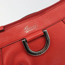 GUCCI Abbey Shoulder Bag Leather Outlet Red Silver 265691 Auth 198654-17