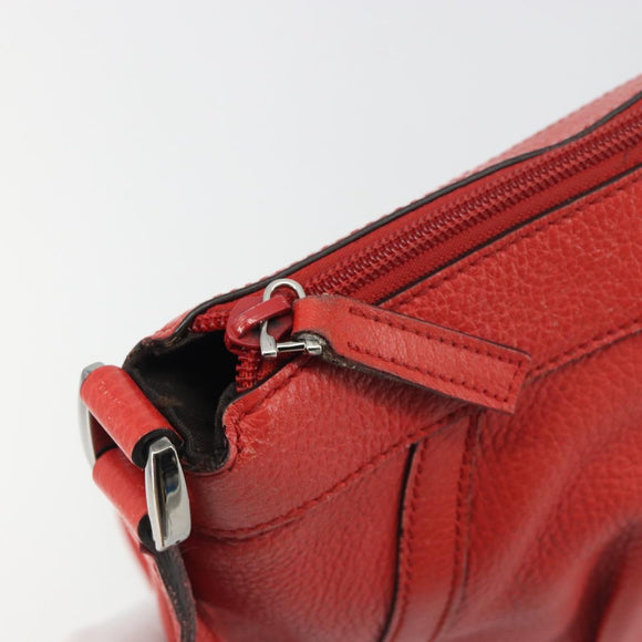 GUCCI Abbey Shoulder Bag Leather Outlet Red Silver 265691 Auth 198654