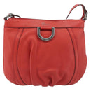 GUCCI Abbey Shoulder Bag Leather Outlet Red Silver 265691 Auth 198654-13