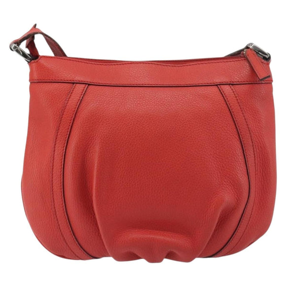 GUCCI Abbey Shoulder Bag Leather Outlet Red Silver 265691 Auth 198654