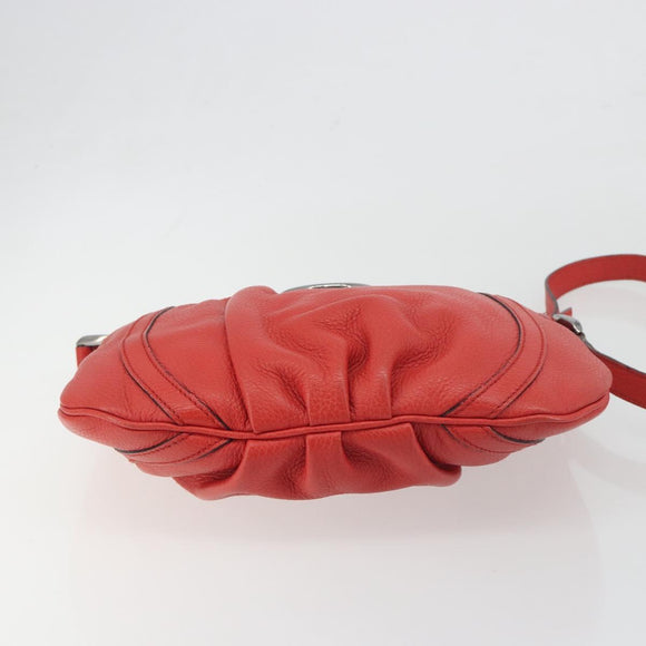 GUCCI Abbey Shoulder Bag Leather Outlet Red Silver 265691 Auth 198654