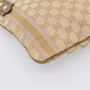 GUCCI GG Canvas Sherry Line Shoulder Bag Beige Gold Tone 144388 Auth 198655-15