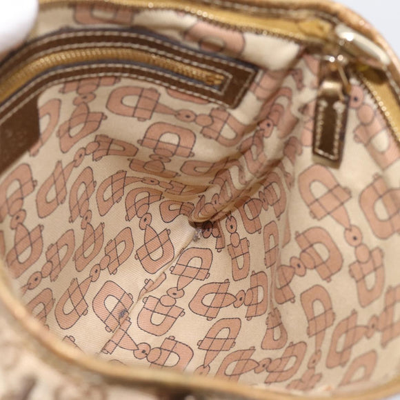 GUCCI GG Canvas Sherry Line Shoulder Bag Beige Gold Tone 144388 Auth 198655