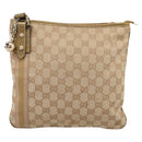 GUCCI GG Canvas Sherry Line Shoulder Bag Beige Gold Tone 144388 Auth 198655-13