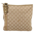 GUCCI GG Canvas Sherry Line Shoulder Bag Beige Gold Tone 144388 Auth 198655-2