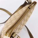 GUCCI GG Canvas Sherry Line Shoulder Bag Beige Gold Tone 144388 Auth 198655-6