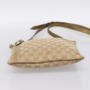 GUCCI GG Canvas Sherry Line Shoulder Bag Beige Gold Tone 144388 Auth 198655-5