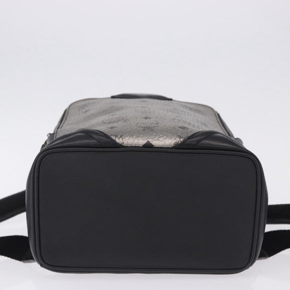 MCM Vicetos Backpack Leather Silver Auth 198656