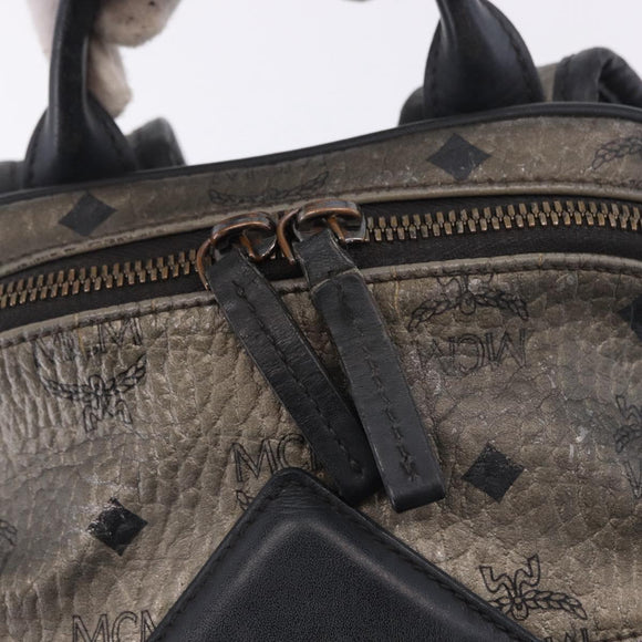 MCM Vicetos Backpack Leather Silver Auth 198656