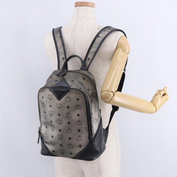 MCM Vicetos Backpack Leather Silver Auth 198656