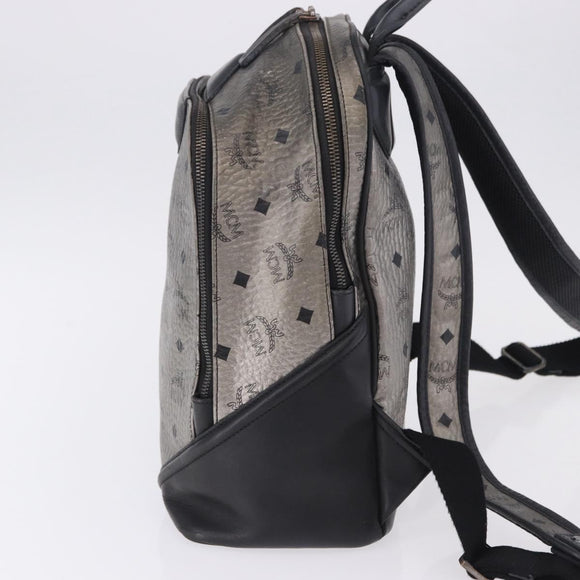 MCM Vicetos Backpack Leather Silver Auth 198656