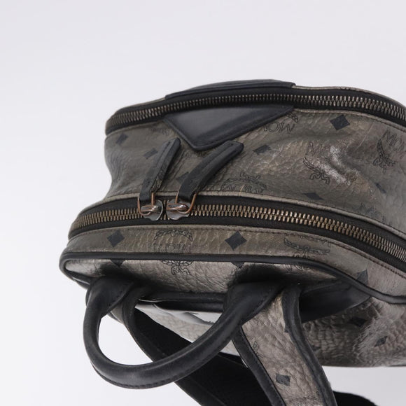 MCM Vicetos Backpack Leather Silver Auth 198656