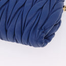Miu Miu Matelasse Shoulder Bag Leather 2way Blue Gold Tone Auth 198657A-14