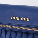 Miu Miu Matelasse Shoulder Bag Leather 2way Blue Gold Tone Auth 198657A-17