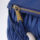 Miu Miu Matelasse Shoulder Bag Leather 2way Blue Gold Tone Auth 198657A-18