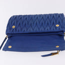Miu Miu Matelasse Shoulder Bag Leather 2way Blue Gold Tone Auth 198657A-10