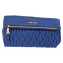 Miu Miu Matelasse Shoulder Bag Leather 2way Blue Gold Tone Auth 198657A-13