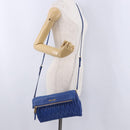 Miu Miu Matelasse Shoulder Bag Leather 2way Blue Gold Tone Auth 198657A-26