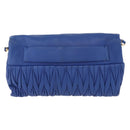 Miu Miu Matelasse Shoulder Bag Leather 2way Blue Gold Tone Auth 198657A-2