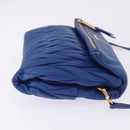 Miu Miu Matelasse Shoulder Bag Leather 2way Blue Gold Tone Auth 198657A-3