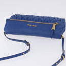 Miu Miu Matelasse Shoulder Bag Leather 2way Blue Gold Tone Auth 198657A-6