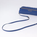 Miu Miu Matelasse Shoulder Bag Leather 2way Blue Gold Tone Auth 198657A-7