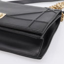 Christian Dior Diorama Chain Shoulder Bag Leather Black Gold Tone Auth 198661A-9