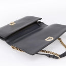 Christian Dior Diorama Chain Shoulder Bag Leather Black Gold Tone Auth 198661A-10