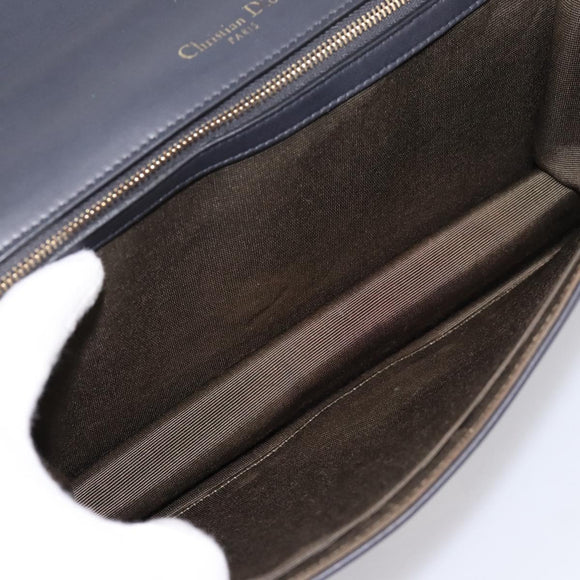 Christian Dior Diorama Chain Shoulder Bag Leather Black Gold Tone Auth 198661A