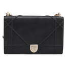 Christian Dior Diorama Chain Shoulder Bag Leather Black Gold Tone Auth 198661A-13
