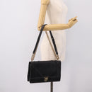 Christian Dior Diorama Chain Shoulder Bag Leather Black Gold Tone Auth 198661A-23