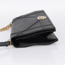 Christian Dior Diorama Chain Shoulder Bag Leather Black Gold Tone Auth 198661A-3