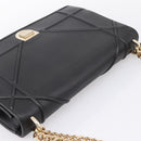 Christian Dior Diorama Chain Shoulder Bag Leather Black Gold Tone Auth 198661A-6