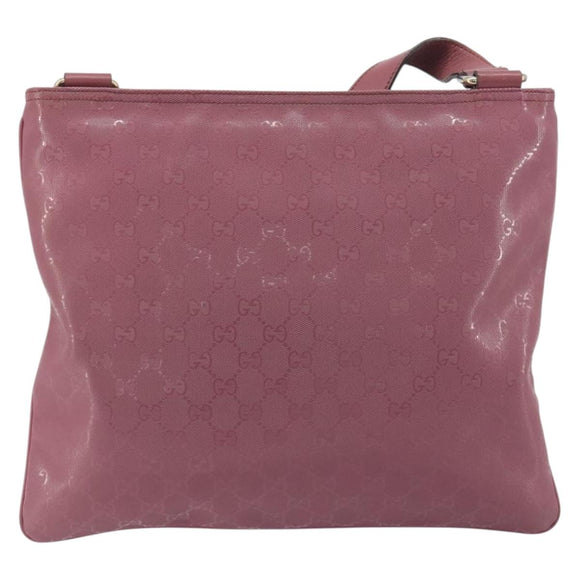 GUCCI GG Implementation Shoulder Bag PVC Leather Purple Gold 201446 Auth 198663A