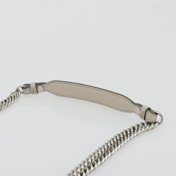 FENDI Canay Chain Shoulder Bag Leather 2way Gray Silver 8BT283 Auth 198665M