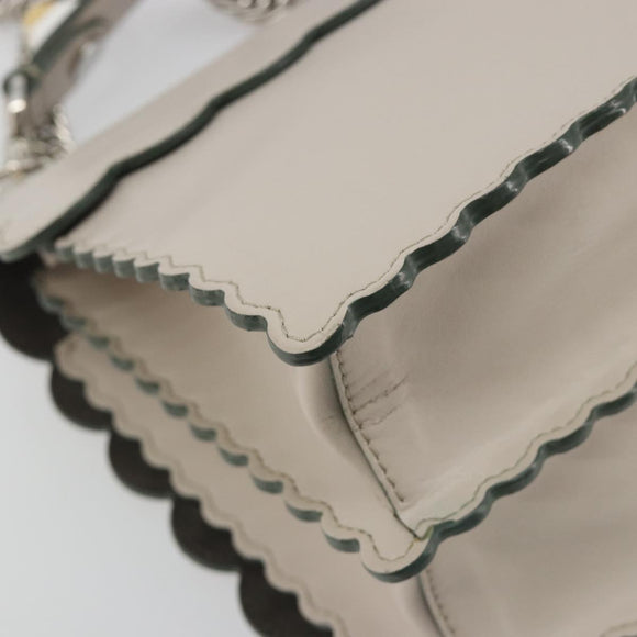 FENDI Canay Chain Shoulder Bag Leather 2way Gray Silver 8BT283 Auth 198665M