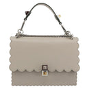 FENDI Canay Chain Shoulder Bag Leather 2way Gray Silver 8BT283 Auth 198665M-13