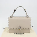 FENDI Canay Chain Shoulder Bag Leather 2way Gray Silver 8BT283 Auth 198665M-12