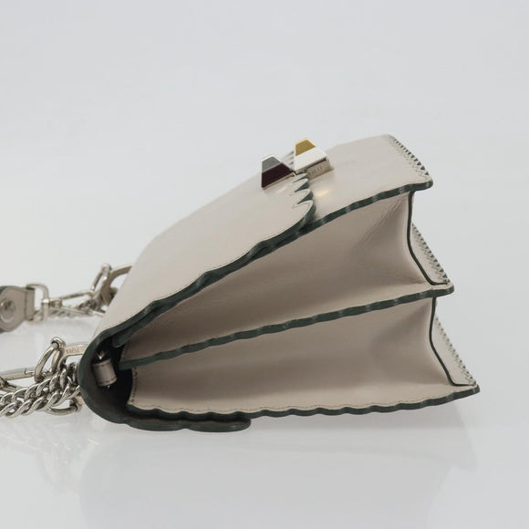 FENDI Canay Chain Shoulder Bag Leather 2way Gray Silver 8BT283 Auth 198665M
