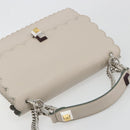 FENDI Canay Chain Shoulder Bag Leather 2way Gray Silver 8BT283 Auth 198665M-6