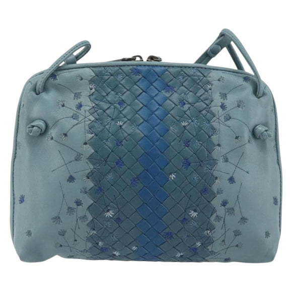 BOTTEGA VENETA INTRECCIATO Shoulder Bag Leather Light Blue Auth 198667A