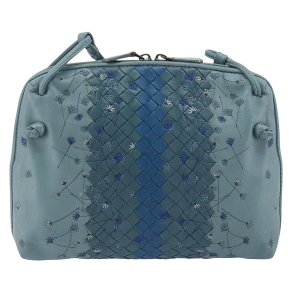 BOTTEGA VENETA INTRECCIATO Shoulder Bag Leather Light Blue Auth 198667A