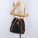 SAINT LAURENT Shoulder Bag Canvas Black Gold Tone Auth 198668A-20