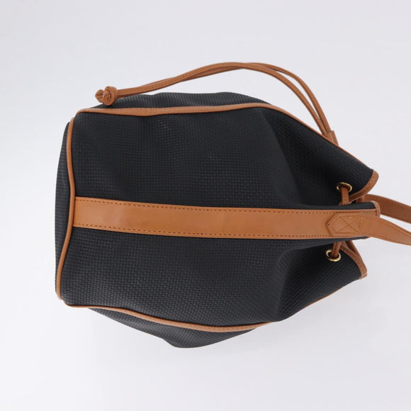 SAINT LAURENT Shoulder Bag Canvas Black Gold Tone Auth 198668A